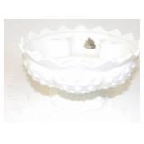 Fenton Hobnail Milk Glass Candleholder Bowl
