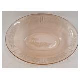 Pink Depression Glass Cabbage Rose Oval Bowl