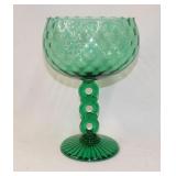 MCM Green Italian Empoli Glass Compote Vase