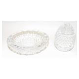 Lead Crystal Ashtray & Egg Paperweight France