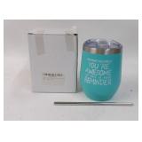 SS Insulated Wine Tumbler with Metal Straw