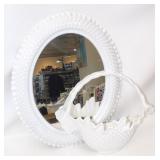 Burwood White Hobnail Mirror & Basket Pocket