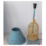 Metal Bird in Birdcage Lamp