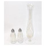 Princess House Etched Vase & Shaker Set