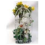 White Wire Decorative Birdcage Angels & Flowers