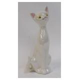 Iridescent White MCM Ceramic Cat Figurine