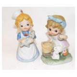 2 Porcelain Figurines - Little Girls with Dogs