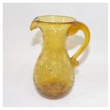 Amber Crackle Glass Small Pitcher
