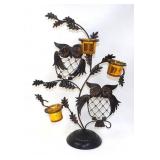 Jeweled Metal Owls Glass Votive Candleholder Decor