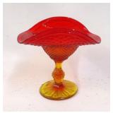 Jeannette Amberina Glass Candy Dish Compote