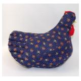 Calico Rose Print Navy Hen Chicken Doorstop