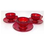 Fenton Georgian Ruby Cups & Saucers