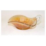 Dugan Marigold Carnival Glass Leaf Rays Nappy Dish