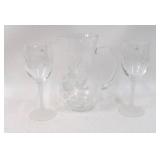 Avon Lead Crystal Hummingbird Pitcher & Goblets