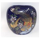 Japanese Cobalt Vase with Gilded Pheasant Design
