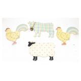 Vintage Wooden Country Farm Animal Magnets