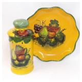 Mexican Pottery Serving Plate & Canister