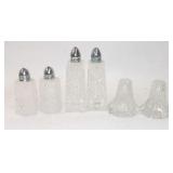 3 Sets of Crystal Glass Salt & Pepper Shakers