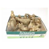 Vintage Gold Painted Chalkware Nativity Set