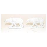 2 Cast Metal Miniature Polar Bear Figurines Toys