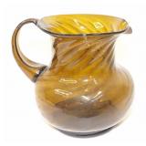 Blown Amber Glass Swirled Pitcher
