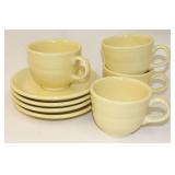 4 Fiesta Ware Yellow Cup & Saucer Sets