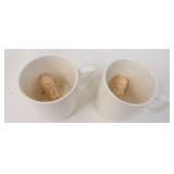 Pair of White Ceramic Mugs with Babies Inside