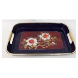 Vintage Lacquered Floral Handled Serving Tray