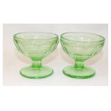 Pair Green Depression Glass Sherberts