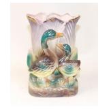 Vintage Iridescent Mallard Ducks Vase