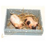 Vintage Mini Ceramic Pigs in Pen