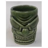 Tiki Face Green Ceramic Shot Glass