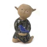Vtg Japanese Hong Pottery Horizons Girl Blue Bird