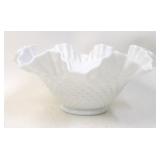 Fenton Milk Glass Hobnail Ruffled 10' Bowl