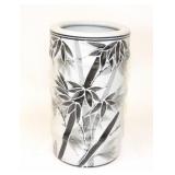 Vintage Textured Black Bamboo Cylinder Flower Vase