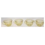 4 Federal Glass Yellow Depression Madrid Custards