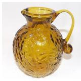 Amber Art Glass 4.5' Pitcher Applied Handle