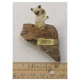 Mini Siamese Cat Figurine on Petrified Wood