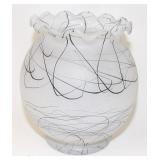 Archer Frosted Glass Black String Drizzle Vase