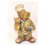 Vintage Ceramic Hippo Chef Figural Still Bank