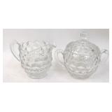 Fostoria American Cream Pitcher & Lidded Sugar