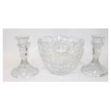 Crystal Glass Heart Bowl & Candlesticks