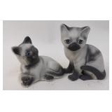 Pair Porcelain Siamese Cat Figurines