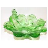Retro Green Art Glass Ashtray