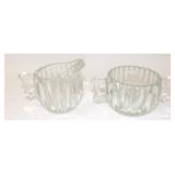 Jeannette Clear Ribbed Glass Sugar Creamer
