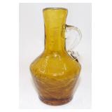 5' Amber Crackle Glass Pitcher Vase