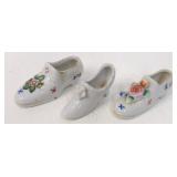 3 Miniature Porcelain Shoes - Occupied Japan
