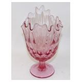 Fenton Colonial Thumbprint Pink Handkerchief Vase
