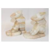 Carved Alabaster Siesta Mexican Bookends