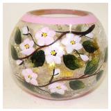 Crackle Glass Floral Candle Holder